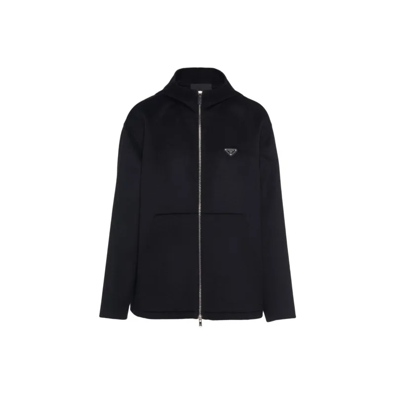 PRADA Triangle logo Zip up Hoodie-0