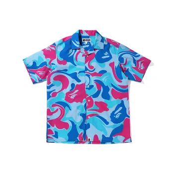 A BATHING APE Marble Camo Open Collar S/S Shirt