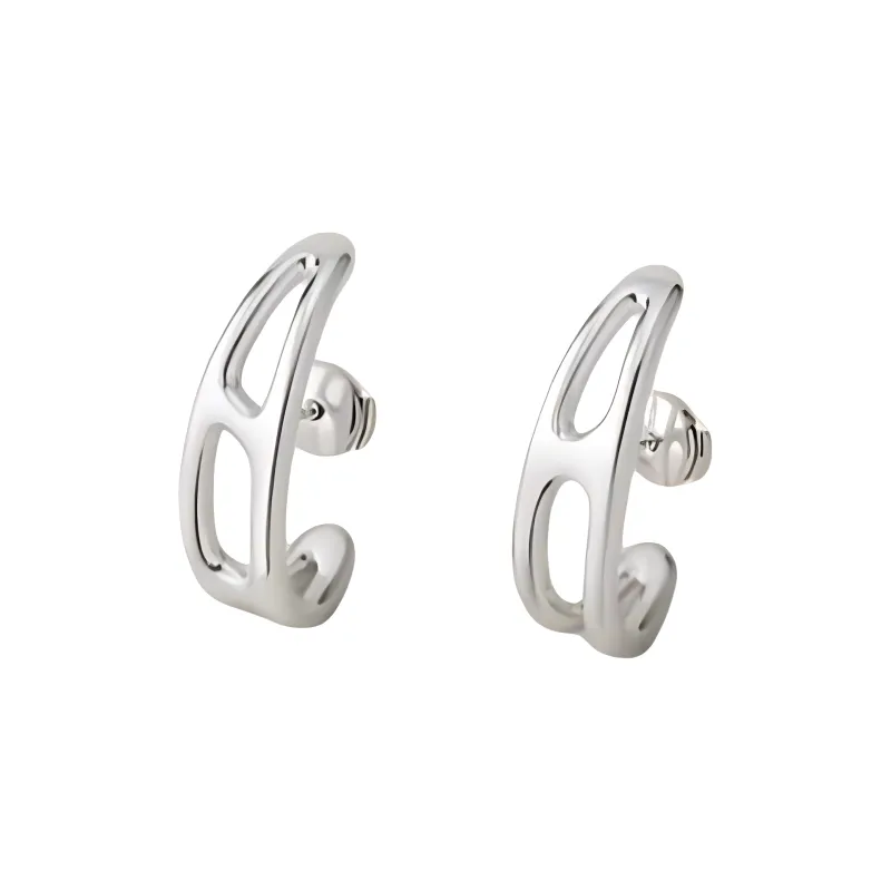 HERMES 925 Sterling Silver Earrings Women's Silver-1