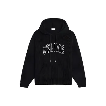 CELINE Hooded Sweater In Ribbed Wool