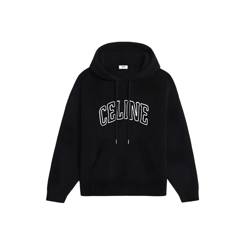 CELINE Hooded Sweater In Ribbed Wool-0