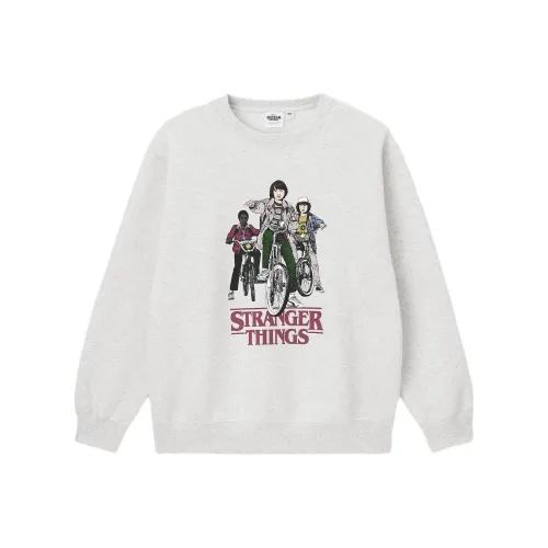 GU Stranger Things Collaboration Sweatshirts Men Light Gray