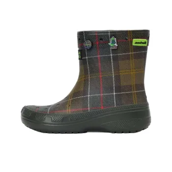 Crocs x BARBOUR Ankle Boots Unisex Green Brown Plaid