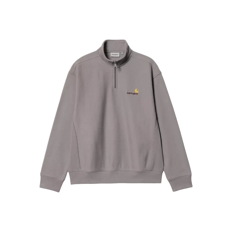 Carhartt WIP FW24 Half Zip American Script Sweatshirt Sweatshirt Unisex Gray-0