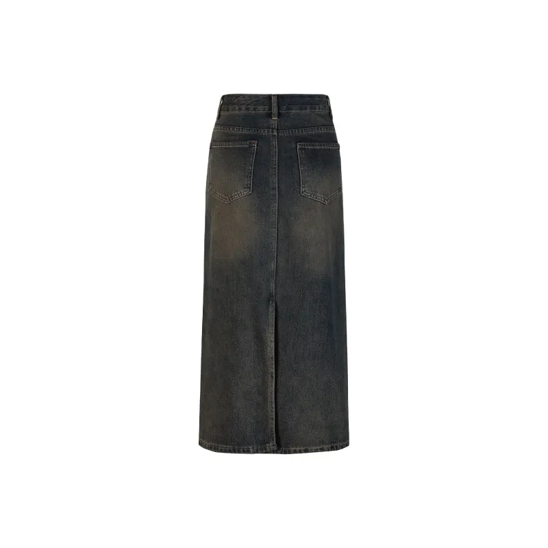 Wen Shan Denim Long Skirt Women's Concrete Gray-1