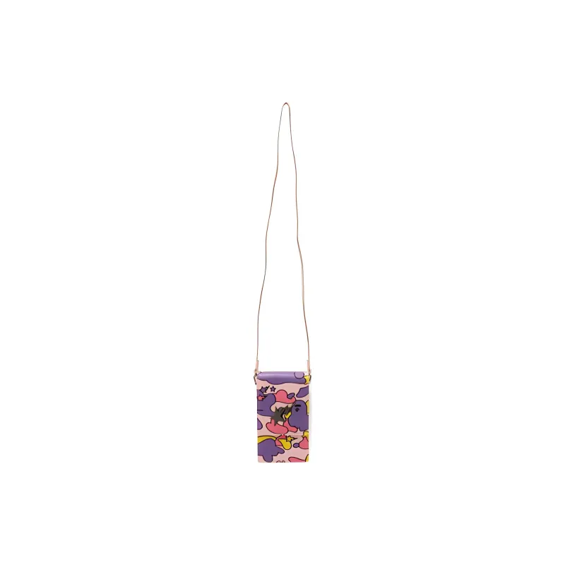 A BATHING APE Microfiber Synthetic Leather Cell Phone Pouch, Crossbody Bag Unisex Black/Pink-5