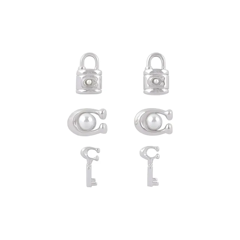 COACH   Stud Earrings Women's Silver-3