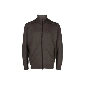 Paul & Shark Suede trim Ribbed knit Cardigan