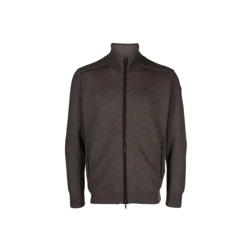 Paul & Shark Suede trim Ribbed knit Cardigan