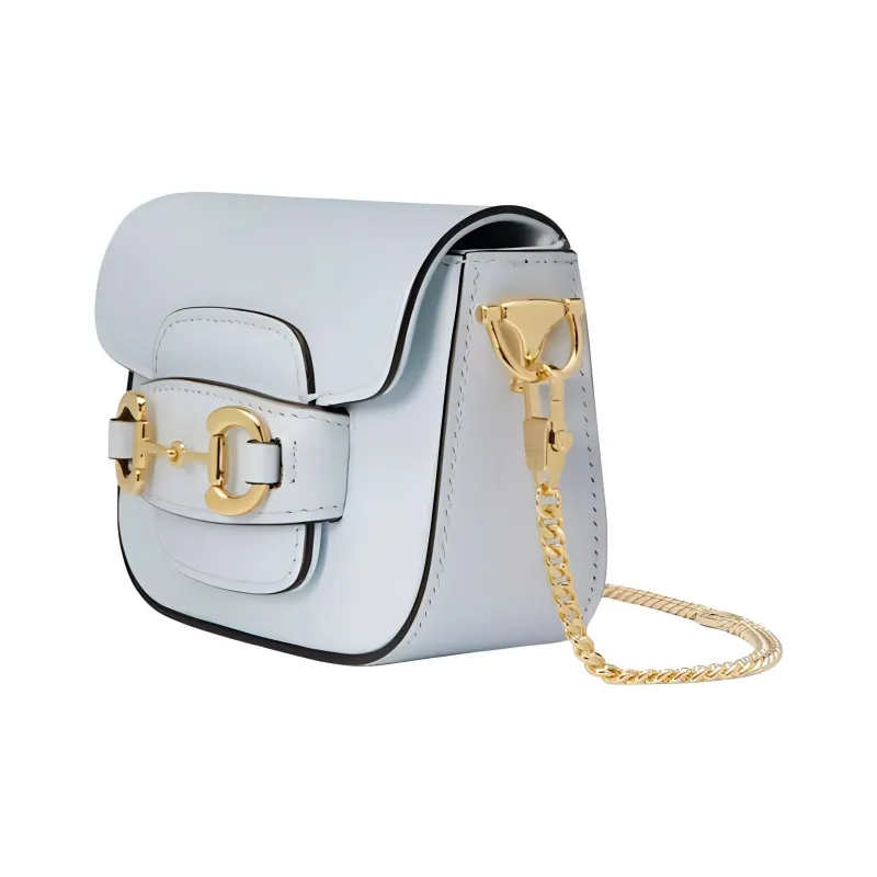 GUCCI Horsebit 1955 Leather Shoulder Bag Crossbody Bag Extra Mini Women's Light Blue-1