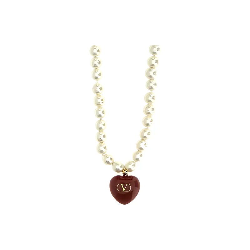 Valentino Metal, Enamel, Glass Beads Necklaces Women's White-1