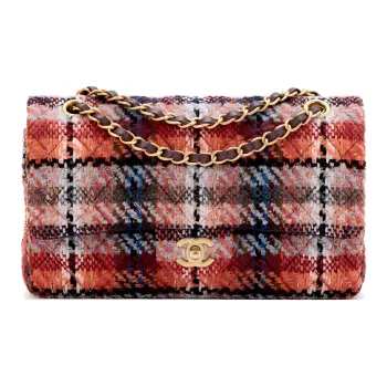 CHANEL 22PClassic Flap CF Twill Soft Woolen Crossbody Bag, Shoulder Bag Mini Women's Orange & Blue