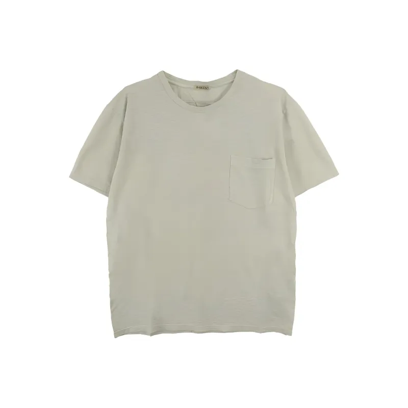 BARENA Solid Color Crew Neck Pullover Straight Fit Short Sleeved T Shirt Men's Sea Green-0