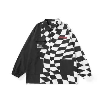 GENANX Jackets Unisex Black White Plaid