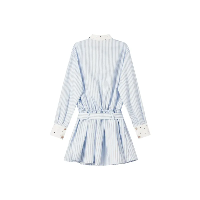 XUANSHU Long Sleeved Dress Women's Blue-2