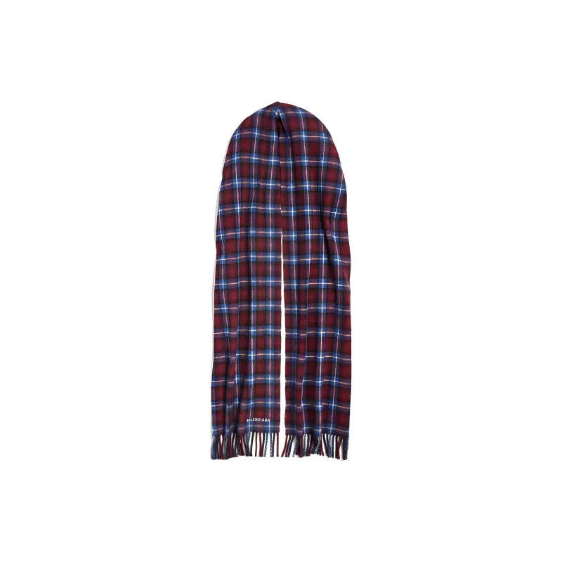 Balenciaga Wool Knit Scarves Unisex Red/Blue-1