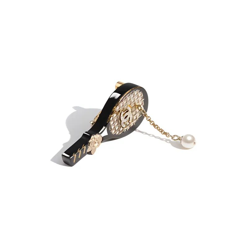 CHANEL Brooches Women's Gold Black-1