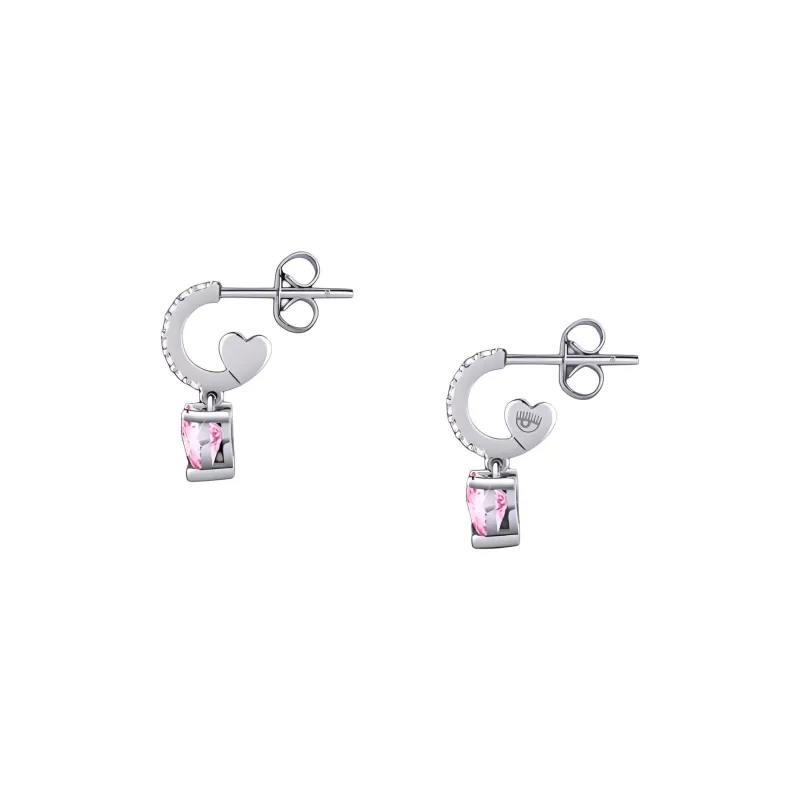 CHIARA FERRAGNI Brass Zircon Earrings Women's Silver-1