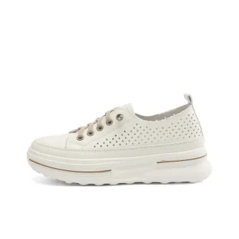 BOERDIQI Breathable Lightweight Height Increasing Low Top Casual Shoes Women's Beige Khaki