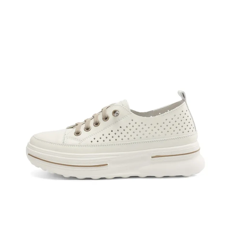 BOERDIQI Breathable Lightweight Height Increasing Low Top Casual Shoes Women's Beige Khaki-0