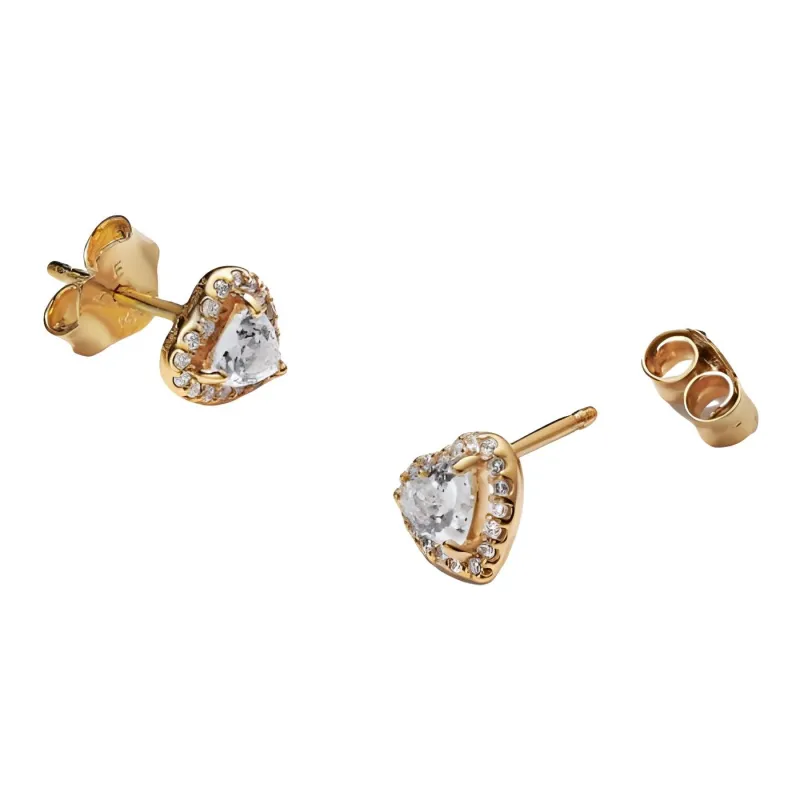 Pandora Gold Plated, Copper Silver Alloy, Synthetic Cubic Zirconia Stud Earrings Unisex Gold-1