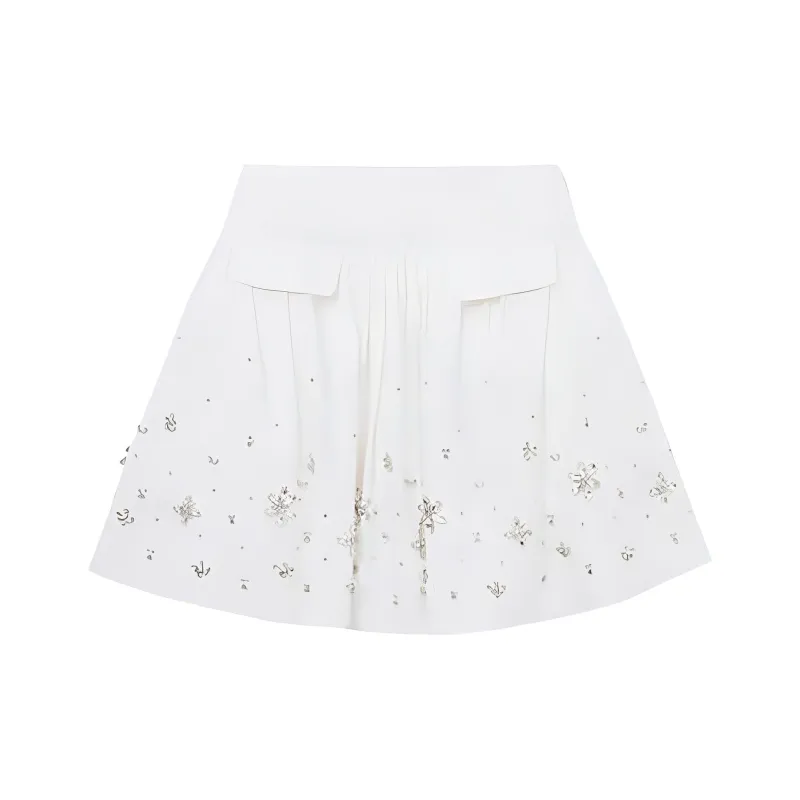 Self portrait Casual Short Skirts Women's Pure White-3