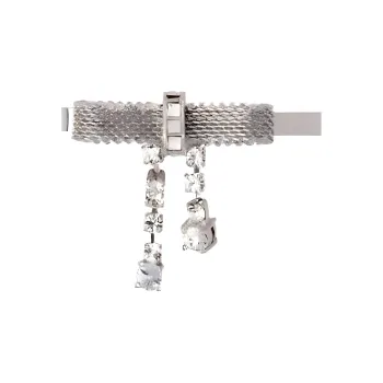 MIU MIU Metal, Crystal Hair Clips Women's Silver