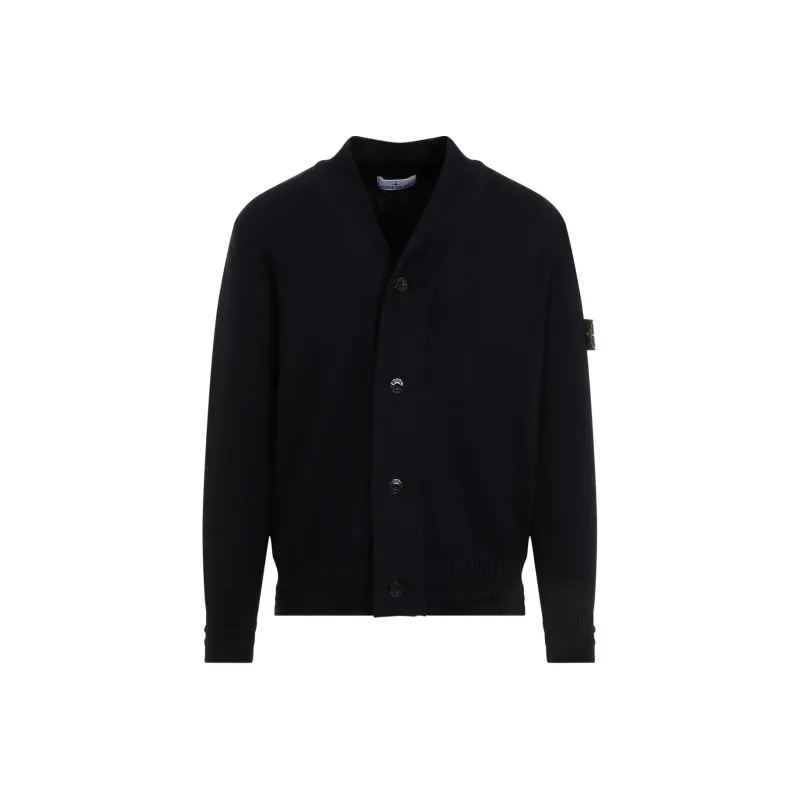 STONE ISLAND Logo Patch V Neck Cardigan-0