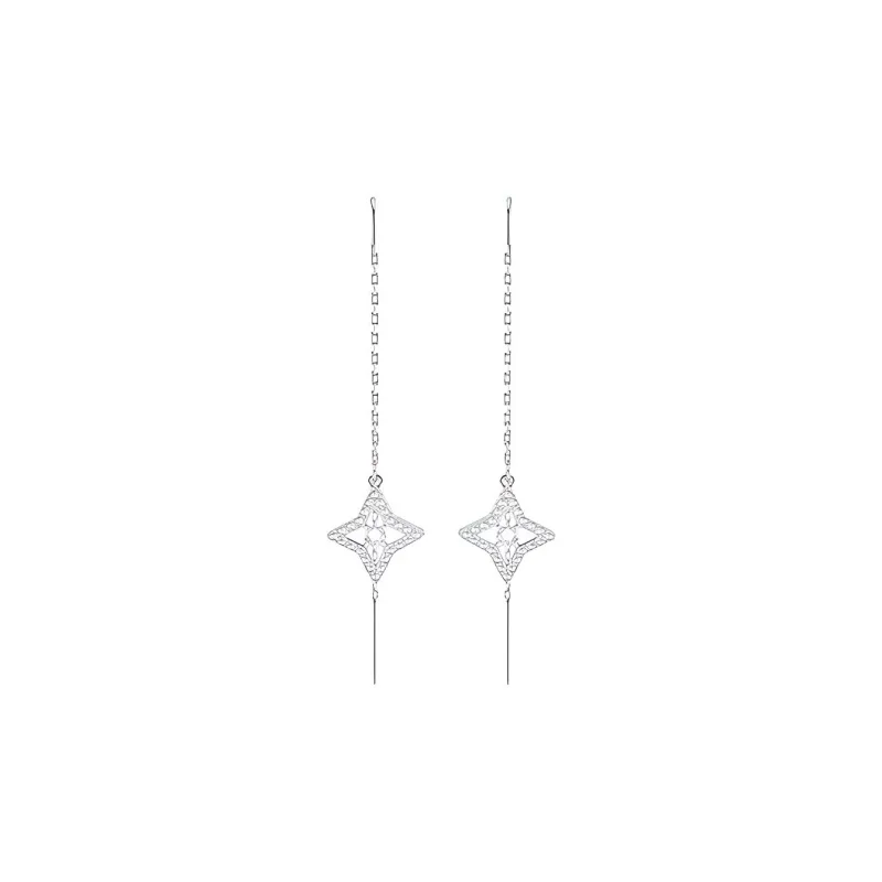 Swarovski Artificial Crystal Drop Earrings Women's White-2