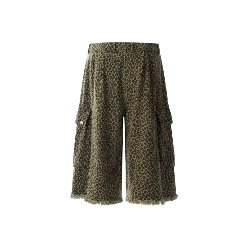 VERAF CA Casual Shorts Unisex Leopard Print-2