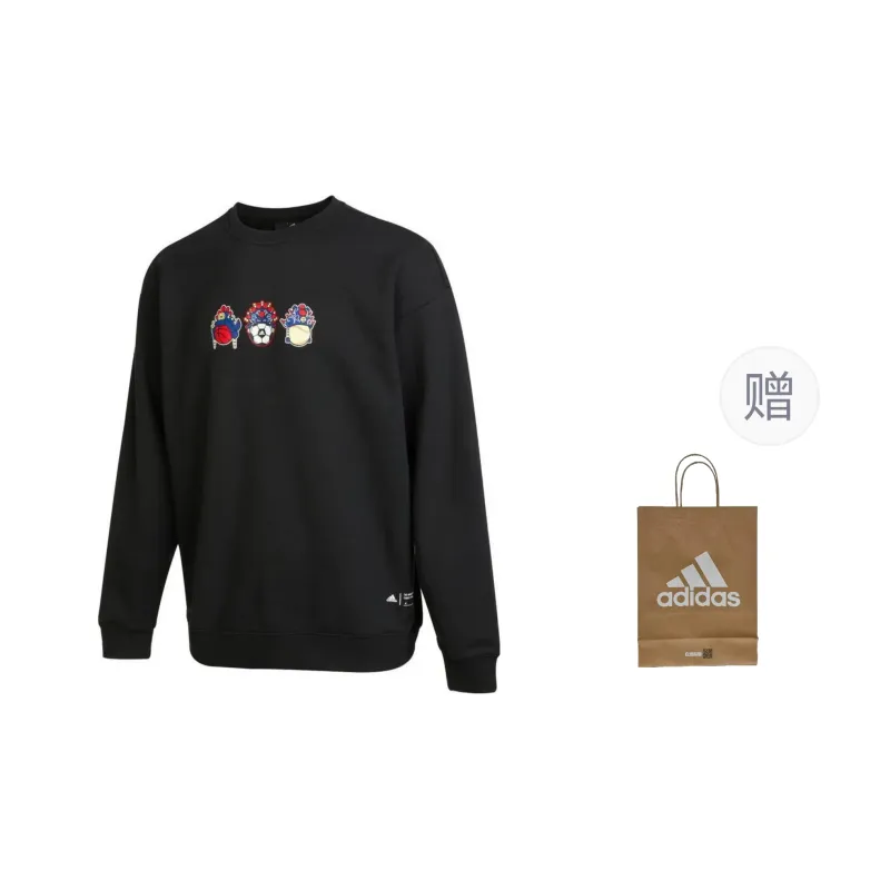 Adidas Sweatshirt Unisex Black+Shopping Bag-0