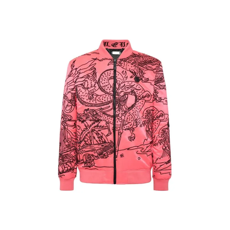 PHILIPP PLEIN Tattoo motif Embroidered Bomber Jacket-4