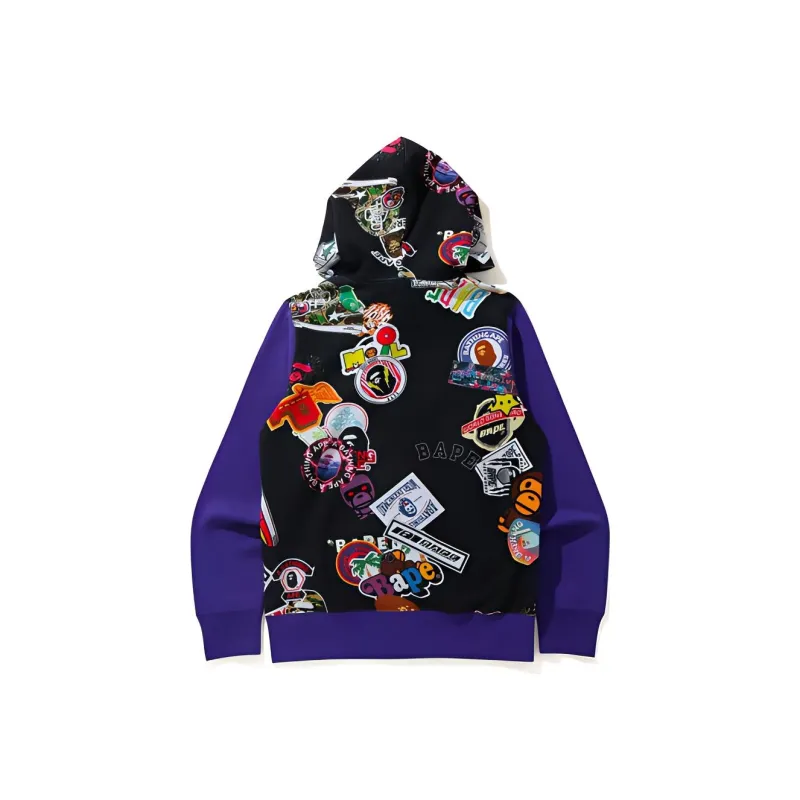 A BATHING APE Multi Motif Print Full Zip Hoodie-2