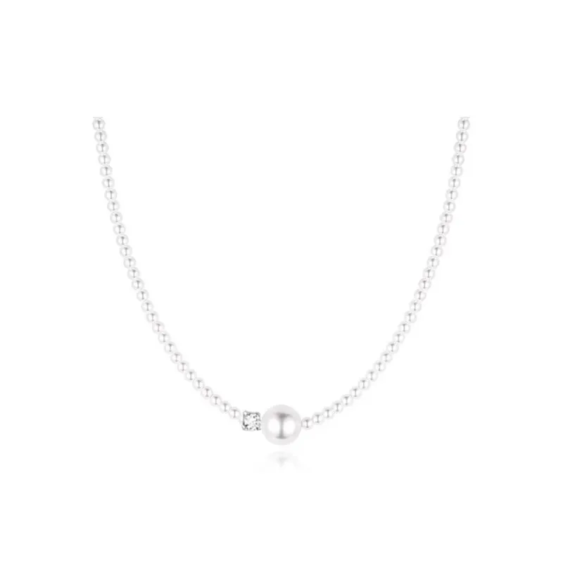WAW Zircon, Faux Pearl, Gold Plated Copper Necklaces Women's-0