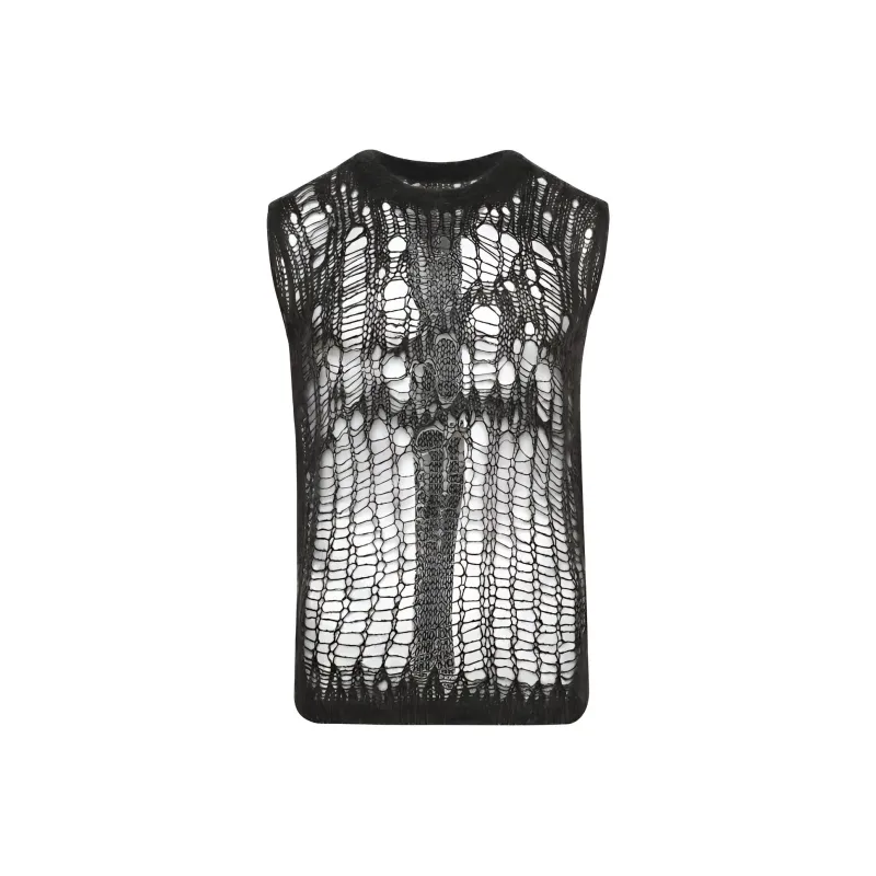RICK OWENS Open-Knitted Sleeveless Tank Top-0