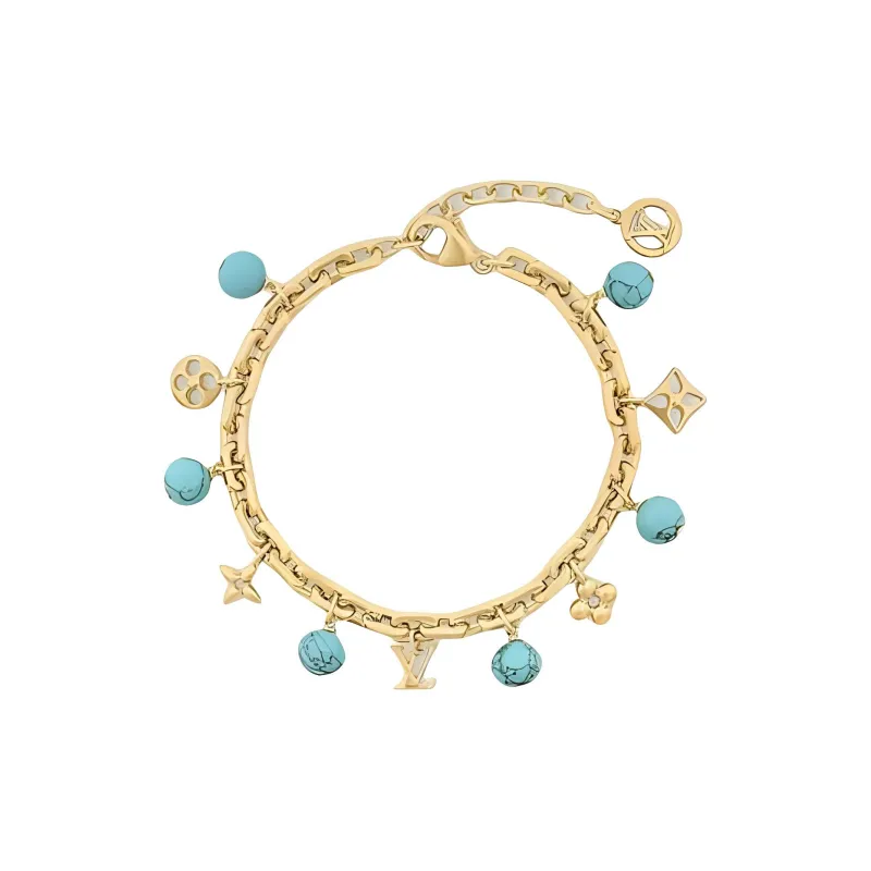 LOUIS VUITTON Turquoise Resin Pearl Bracelets Women's Gold-0