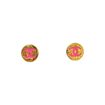 CHANEL Alloy Stud Earrings Women's Gold