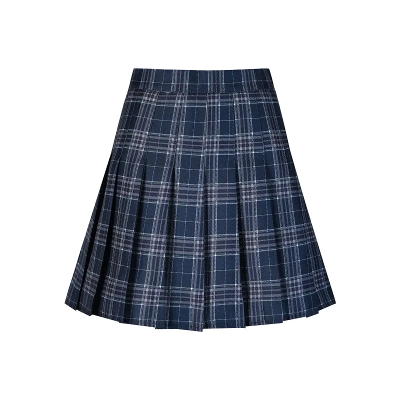 Wen Shan Casual Short Skirts Women's Black Gray Plaid-1