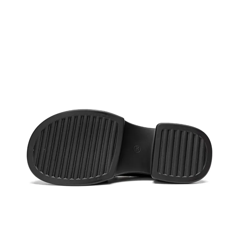 EXULL Q British Style Small Leather Shoes Loafers 3CM Women's Black-4