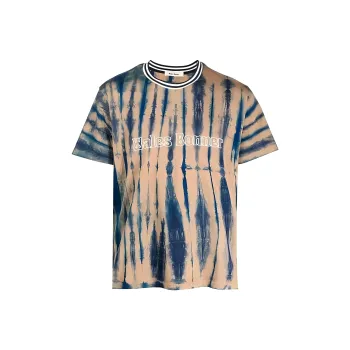 Wales Bonner Logo Printed Tie Dyed Crewneck T Shirt