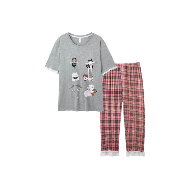 Sleeping Beauty Pajama Set Women's Light Gray-0