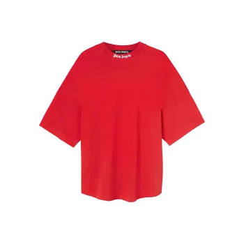 PALM ANGELS Mock Neck Logo T Shirt