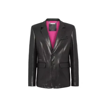 PHILIPP PLEIN Single-breasted Leather Blazer