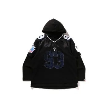 A BATHING APE Multi Logo Layered Sleeves Relaxed Fit Football Jersey