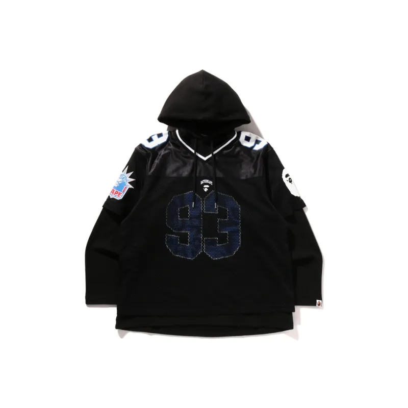 Bape Multi Logo Layered Sleeves Relaxed Fit Football Jersey-0