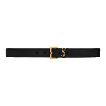 SAINT LAURENT Logo Plaque Buckle Belt