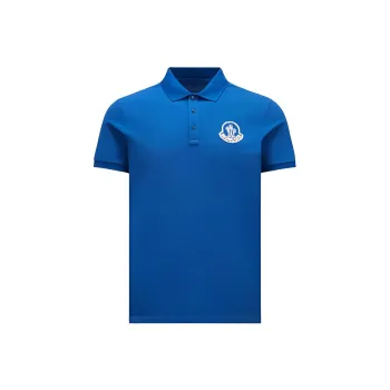 Moncler Logo Embroidered Ribbed Collar Polo Shirt