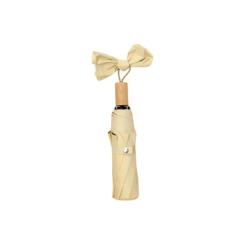 Baudini Three Fold Wooden Handle French Vintage Umbrella, Foldable For Sunny And Rainy Dual Use Sun Umbrella