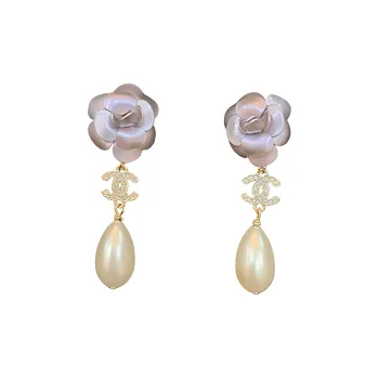 CHANEL Stud Earrings Women's Beige