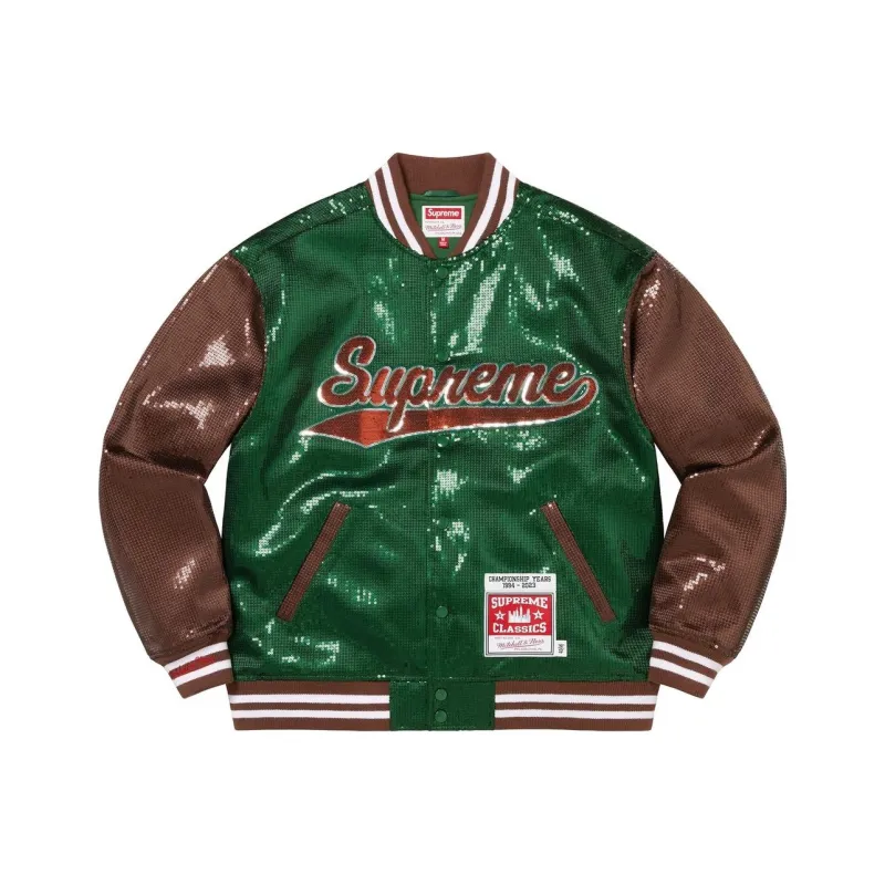 Supreme Mitchell & Ness Sequin Varsity Jacket-4